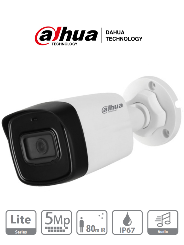 DAHUA HAC-HFW1500TL-A-28 - Camara Bullet de 5 Megapixeles/ Microfono Integrado/ Lente de 2.8mm/ IR de 80 Mts/ IP67/ Starlight/ CVI/CVBS/AHD/TVI/ DAHUA HAC-HFW1500TL-A-28 - Camara Bullet de 5 Megapixeles/ Microfono Integrado/ Lente de 2.8mm/ IR de 80 Mts/ IP67/ Starlight/ CVI/CVBS/AHD/TVI/